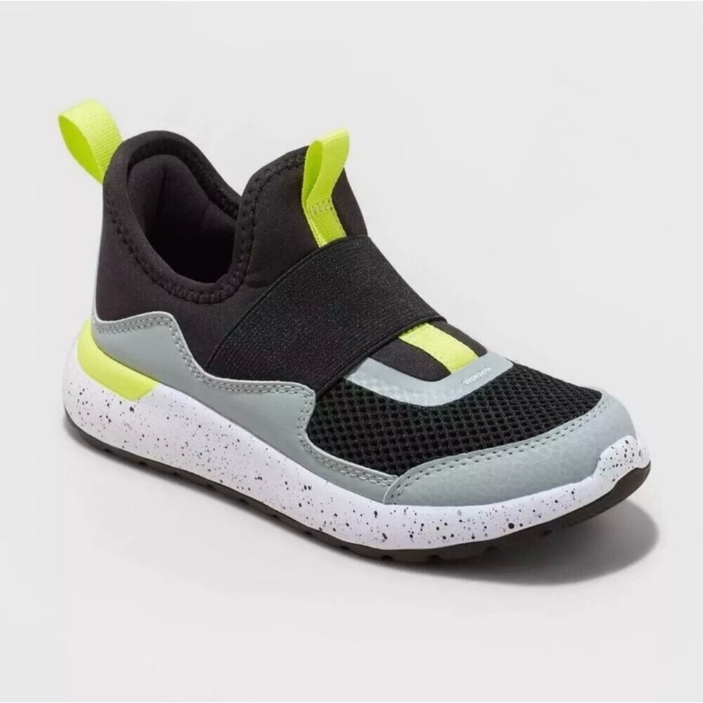 All in Motion Kid's Sneaker SlipOn Performance Gray/Lime Green  Size 4‎